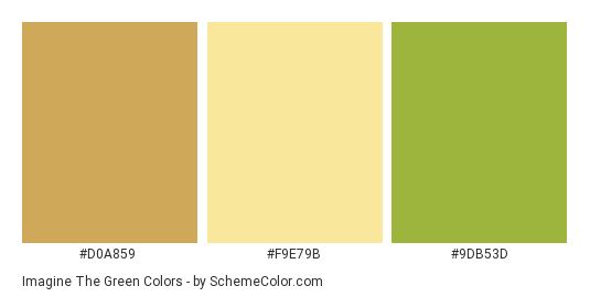 Imagine The Green - Color scheme palette thumbnail - #d0a859 #f9e79b #9db53d 