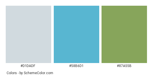 House near NMU - Color scheme palette thumbnail - #d1dadf #58b6d1 #87a55b 