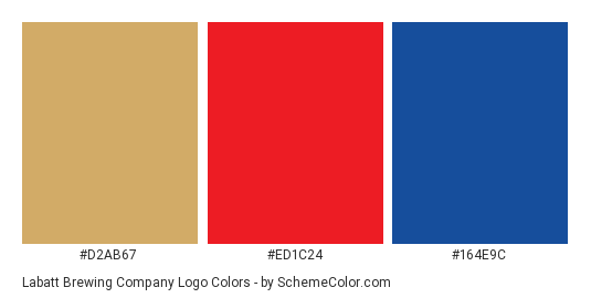 Labatt Brewing Company Logo - Color scheme palette thumbnail - #d2ab67 #ed1c24 #164e9c 