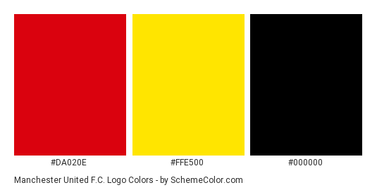 Manchester United F.C. Logo - Color scheme palette thumbnail - #da020e #ffe500 #000000 