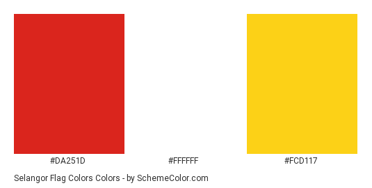 Selangor Flag Colors - Color scheme palette thumbnail - #da251d #ffffff #fcd117 