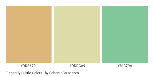 Elegantly Subtle - Color scheme palette thumbnail - #ddb679 #dddca9 #81c79a 