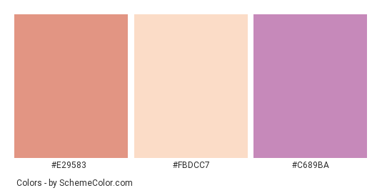 Sleeping Angel - Color scheme palette thumbnail - #e29583 #fbdcc7 #c689ba 