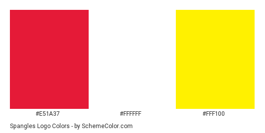 Spangles Logo - Color scheme palette thumbnail - #e51a37 #ffffff #fff100 