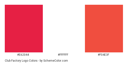 Club Factory Logo - Color scheme palette thumbnail - #e62044 #ffffff #f04e3f 