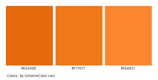 Carrot Juice - Color scheme palette thumbnail - #e6690b #f17817 #fb8831 