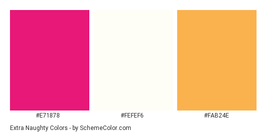 Extra Naughty - Color scheme palette thumbnail - #e71878 #fefef6 #fab24e 