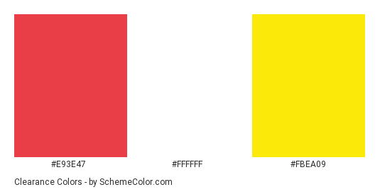 Clearance - Color scheme palette thumbnail - #e93e47 #ffffff #fbea09 
