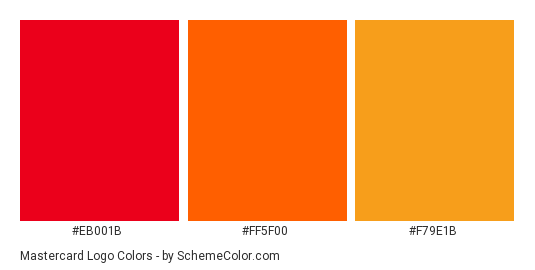 Mastercard Logo - Color scheme palette thumbnail - #eb001b #ff5f00 #f79e1b 