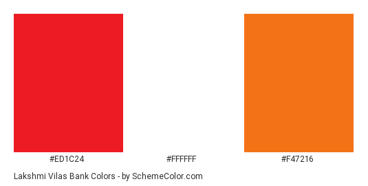Lakshmi Vilas Bank - Color scheme palette thumbnail - #ed1c24 #ffffff #f47216 