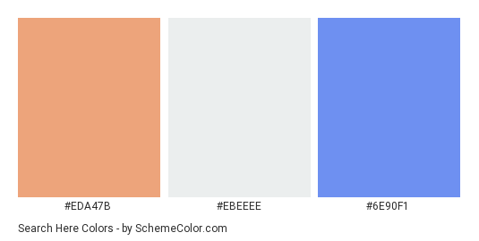 Search Here - Color scheme palette thumbnail - #eda47b #ebeeee #6e90f1 