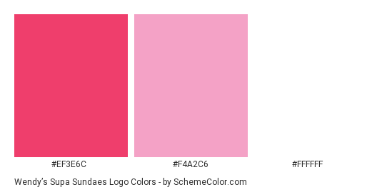 Wendy’s Supa Sundaes Logo - Color scheme palette thumbnail - #ef3e6c #f4a2c6 #ffffff 