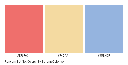Random But Not - Color scheme palette thumbnail - #ef6f6c #f4daa1 #95b4df 