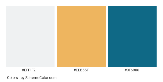 Florida Beach Home Coastline - Color scheme palette thumbnail - #eff1f2 #eeb55f #0f6986 