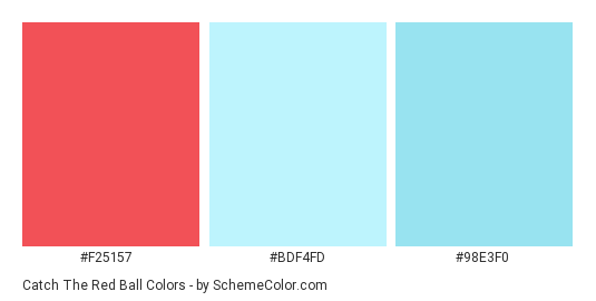 Catch The Red Ball - Color scheme palette thumbnail - #f25157 #bdf4fd #98e3f0 