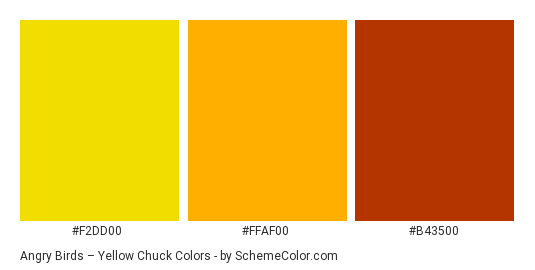 Angry Birds – Yellow Chuck - Color scheme palette thumbnail - #f2dd00 #ffaf00 #b43500 