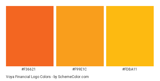 Voya Financial Logo - Color scheme palette thumbnail - #f36621 #f99e1c #fdba11 