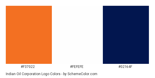 Indian Oil Corporation Logo - Color scheme palette thumbnail - #f37022 #fefefe #02164f 