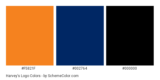 Harvey’s Logo - Color scheme palette thumbnail - #f5821f #002764 #000000 