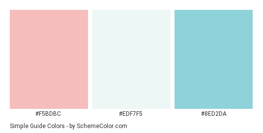 Simple Guide - Color scheme palette thumbnail - #f5bdbc #edf7f5 #8ed2da 