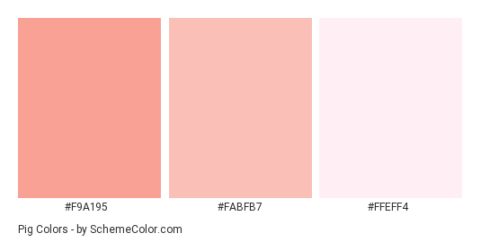 Pig - Color scheme palette thumbnail - #f9a195 #fabfb7 #ffeff4 