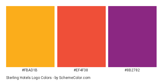 Sterling Hotels Logo - Color scheme palette thumbnail - #fbad1b #ef4f38 #8b2782 