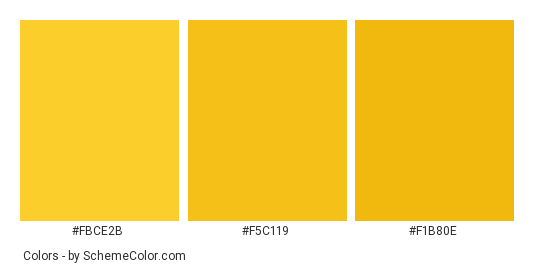 Yellow Tulip - Color scheme palette thumbnail - #fbce2b #f5c119 #f1b80e 