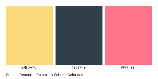 Graphic Resource - Color scheme palette thumbnail - #fbda7c #303f4b #ff7488 