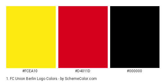 1. FC Union Berlin Logo - Color scheme palette thumbnail - #fcea10 #d4011d #000000 