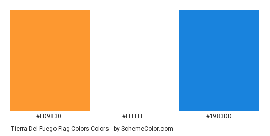 Tierra del Fuego Flag Colors - Color scheme palette thumbnail - #fd9830 #ffffff #1983dd 