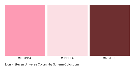 Lion – Steven Universe - Color scheme palette thumbnail - #fd9bb4 #fbdfe4 #6e2f30 