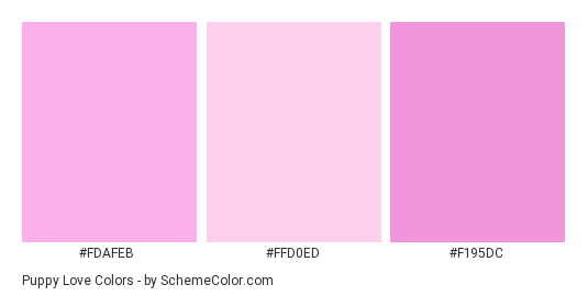 Puppy Love - Color scheme palette thumbnail - #fdafeb #ffd0ed #f195dc 