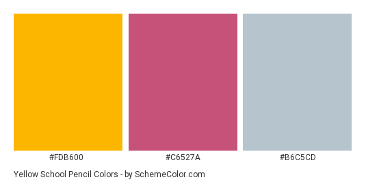 Yellow School Pencil - Color scheme palette thumbnail - #fdb600 #c6527a #b6c5cd 
