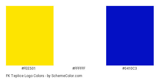 FK Teplice Logo - Color scheme palette thumbnail - #fee501 #ffffff #0410c3 