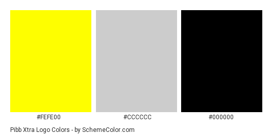 Pibb Xtra Logo - Color scheme palette thumbnail - #fefe00 #cccccc #000000 