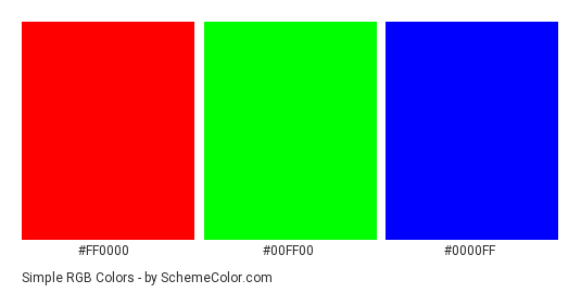 Simple RGB - Color scheme palette thumbnail - #ff0000 #00ff00 #0000ff 