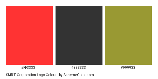 SMRT Corporation logo - Color scheme palette thumbnail - #ff3333 #333333 #999933 