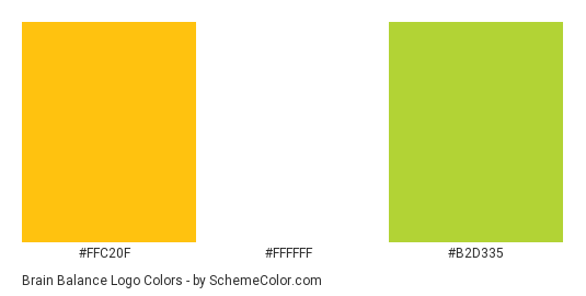 Brain Balance Logo - Color scheme palette thumbnail - #ffc20f #FFFFFF #b2d335 