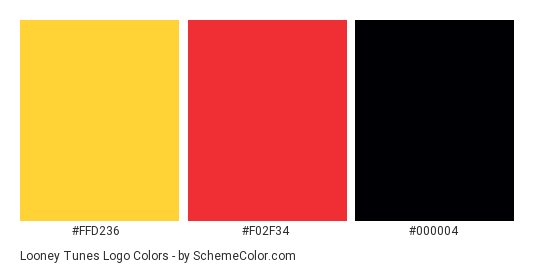 Looney Tunes Logo - Color scheme palette thumbnail - #ffd236 #f02f34 #000004 