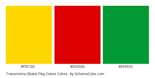 Transnistria (State) Flag Colors - Color scheme palette thumbnail - #ffd700 #de0000 #009933 