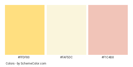 Pastel Cake with Macaroons - Color scheme palette thumbnail - #ffdf80 #faf5dc #f1c4b8 