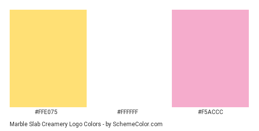 Marble Slab Creamery Logo - Color scheme palette thumbnail - #ffe075 #ffffff #f5accc 