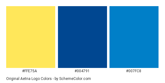 Original Aetna Logo - Color scheme palette thumbnail - #ffe75a #004791 #007fc8 