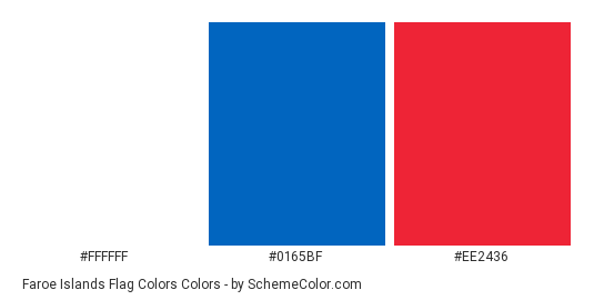 Faroe Islands Flag Colors - Color scheme palette thumbnail - #ffffff #0165bf #ee2436 