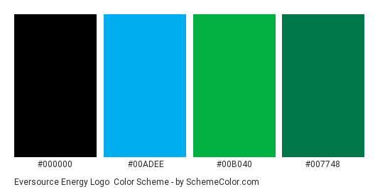 Eversource Energy Logo - Color scheme palette thumbnail - #000000 #00adee #00b040 #007748 