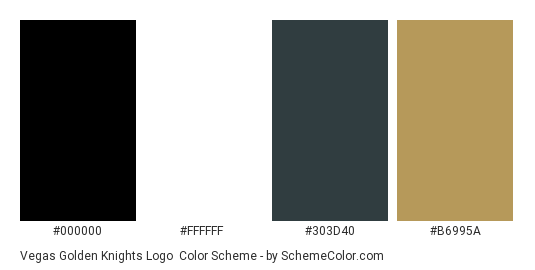 Vegas Golden Knights Logo - Color scheme palette thumbnail - #000000 #ffffff #303d40 #b6995a 