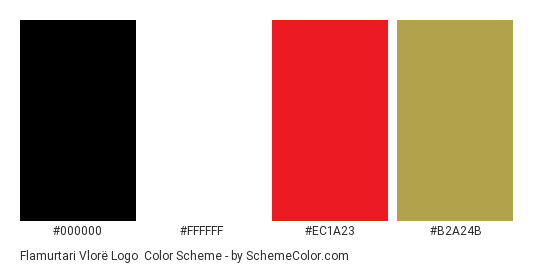 Flamurtari Vlorë Logo - Color scheme palette thumbnail - #000000 #ffffff #ec1a23 #b2a24b 