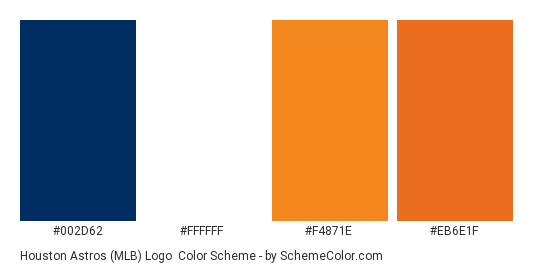 Houston Astros (MLB) Logo - Color scheme palette thumbnail - #002d62 #ffffff #f4871e #eb6e1f 