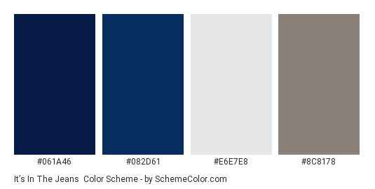 It’s in the Jeans - Color scheme palette thumbnail - #061a46 #082d61 #e6e7e8 #8c8178 