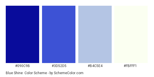 Blue Shine - Color scheme palette thumbnail - #090C9B #3D52D5 #B4C5E4 #FBFFF1 